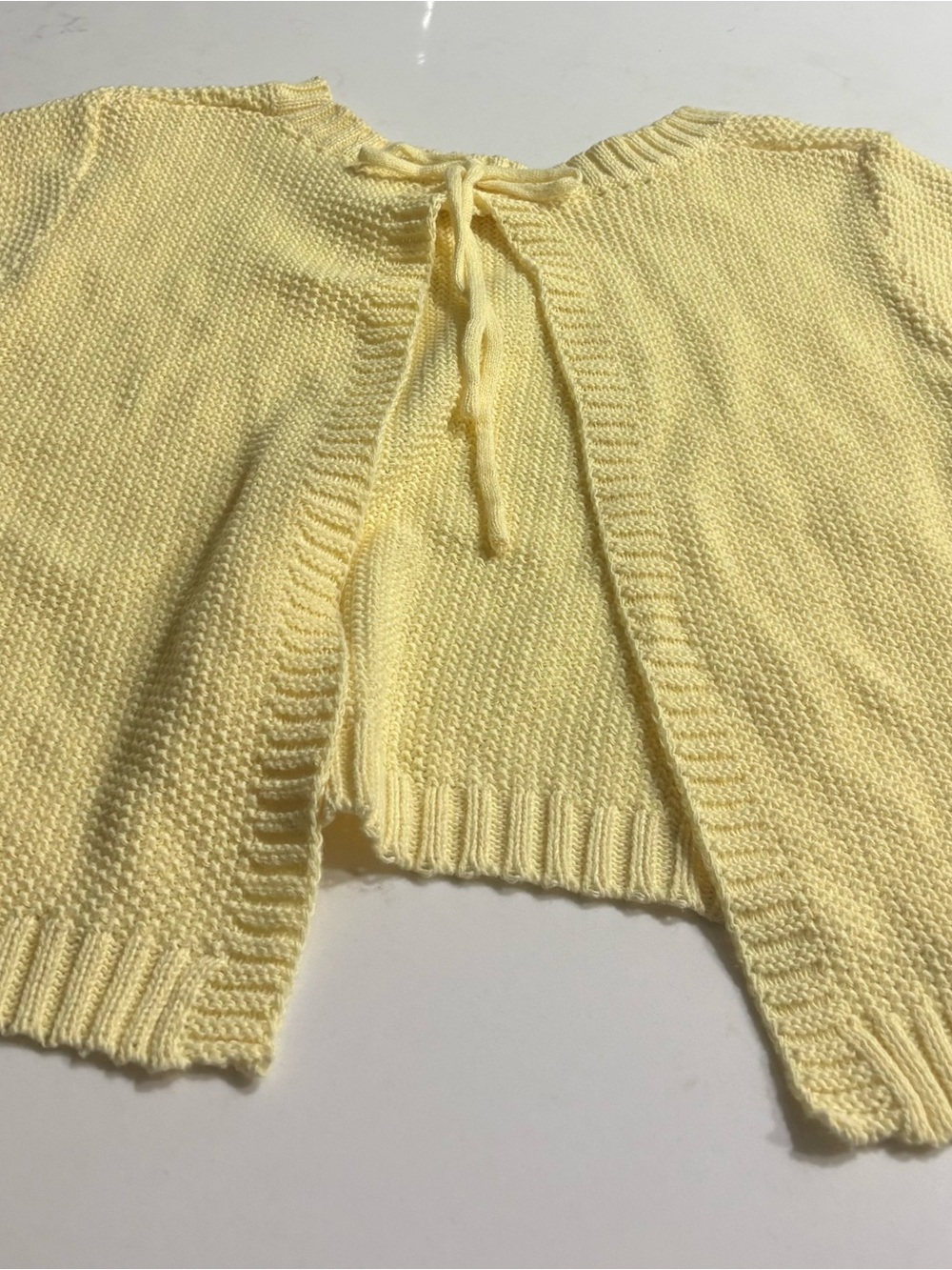 Light Yellow Knit Tie-Back Women's Sweater